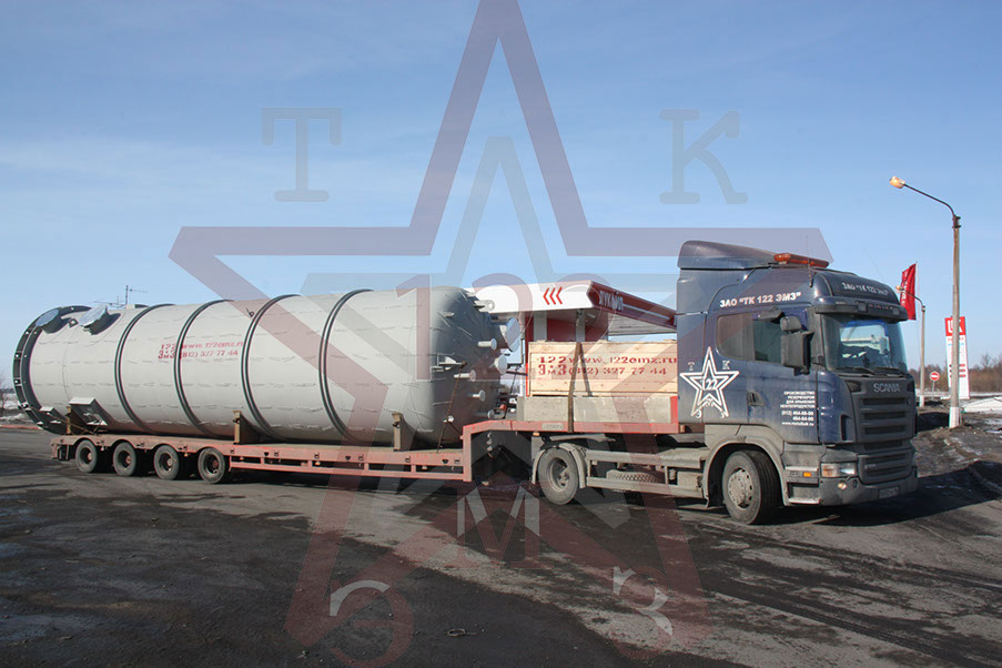 доставка резервуаров, резервуары на трале, железнодорожная доставка